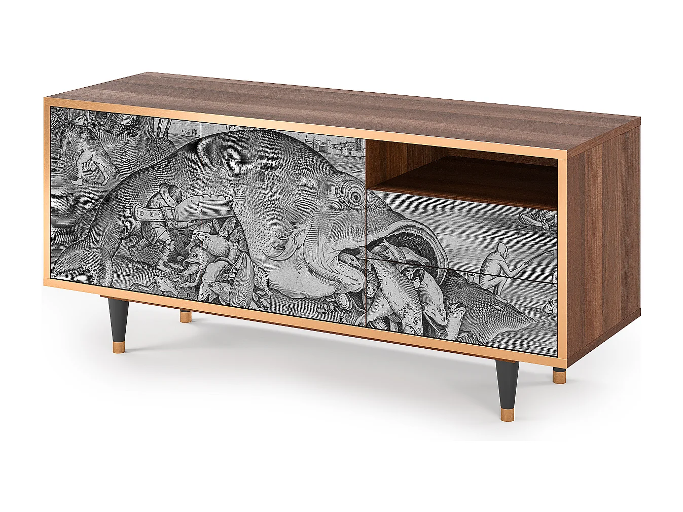 Mueble de TV - 125х56х41 cm - T7 - Big Fish Eat Little, Nogal