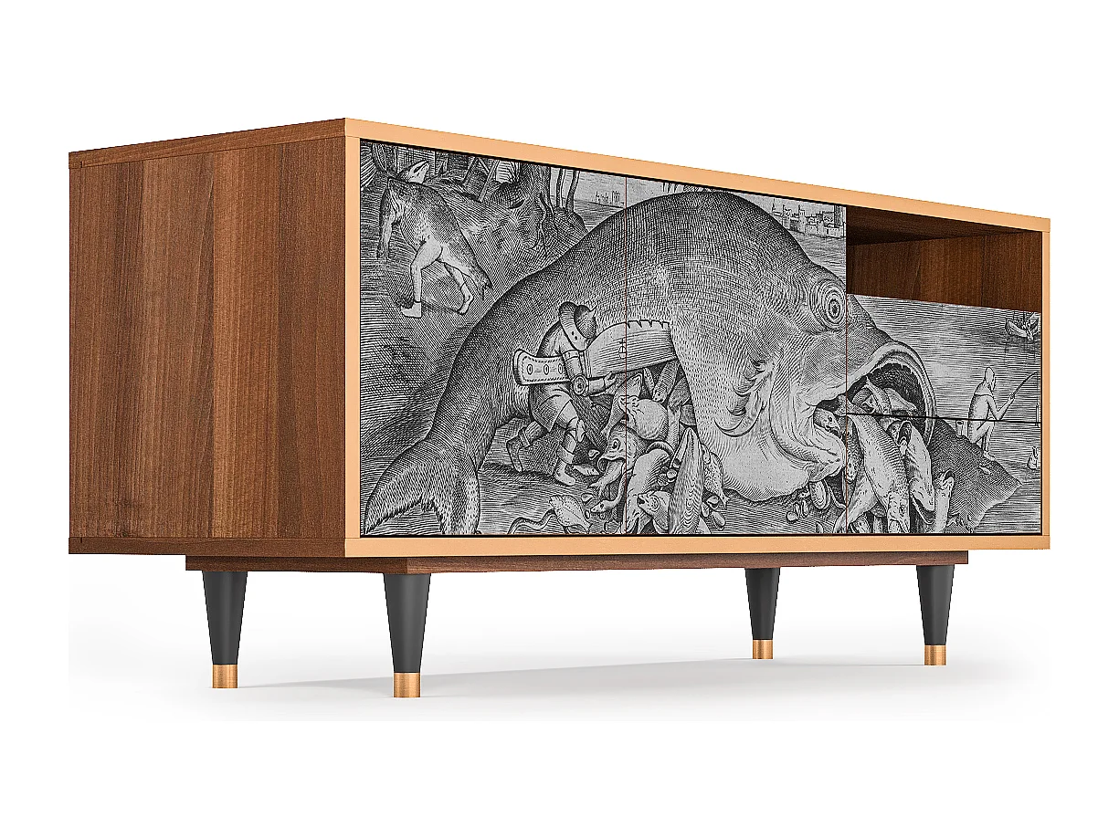 Mueble de TV - 125х56х41 cm - T7 - Big Fish Eat Little, Nogal