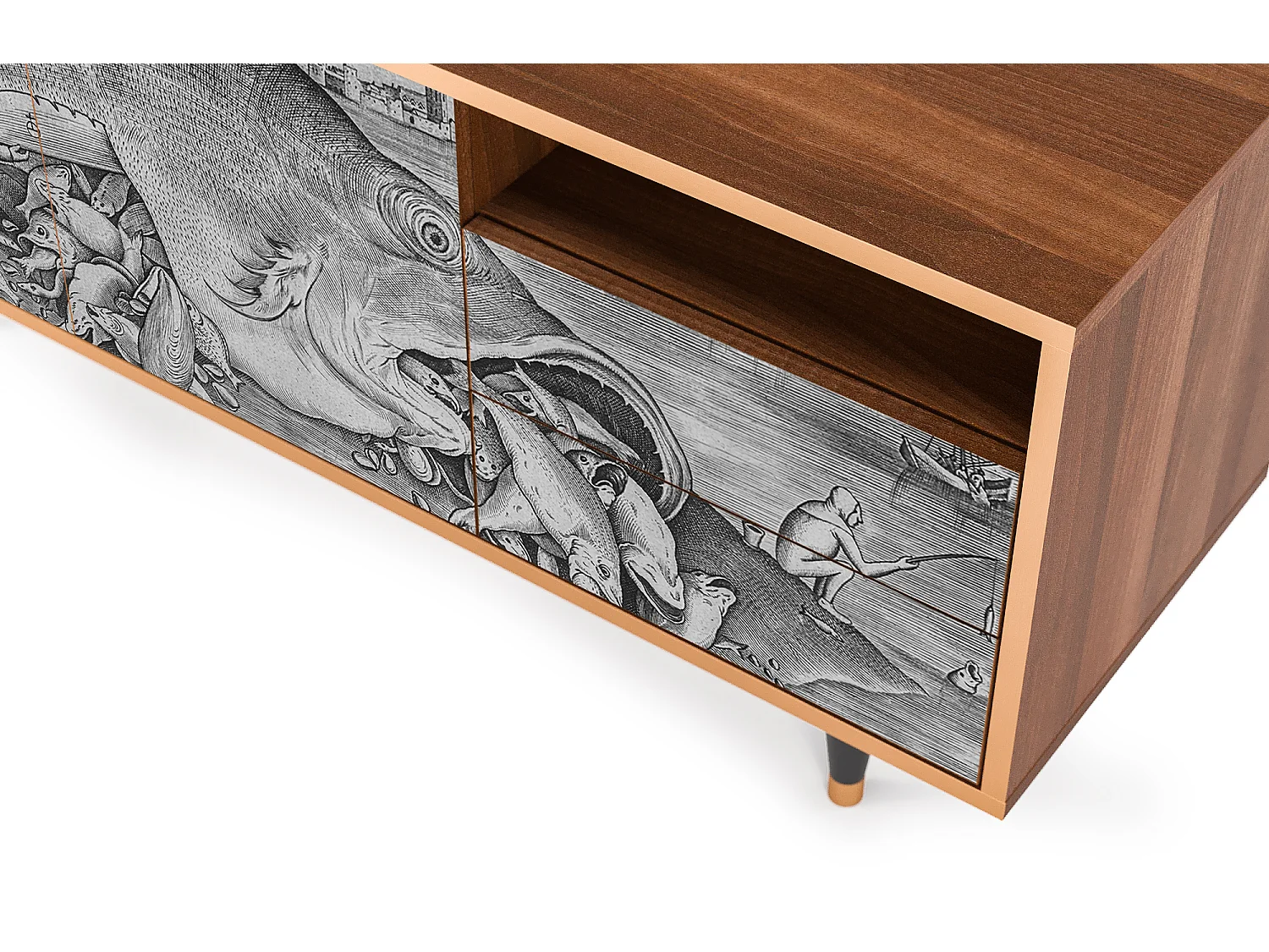 Mueble de TV - 125х56х41 cm - T7 - Big Fish Eat Little, Nogal