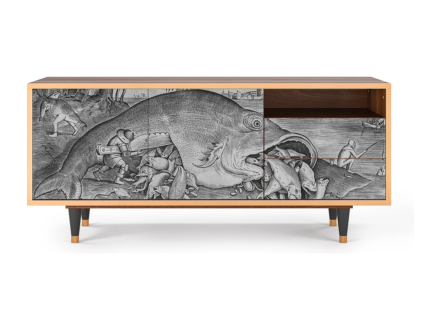 Meuble TV - 125х56х41 cm - T7 - Big Fish Eat Little, Noyer