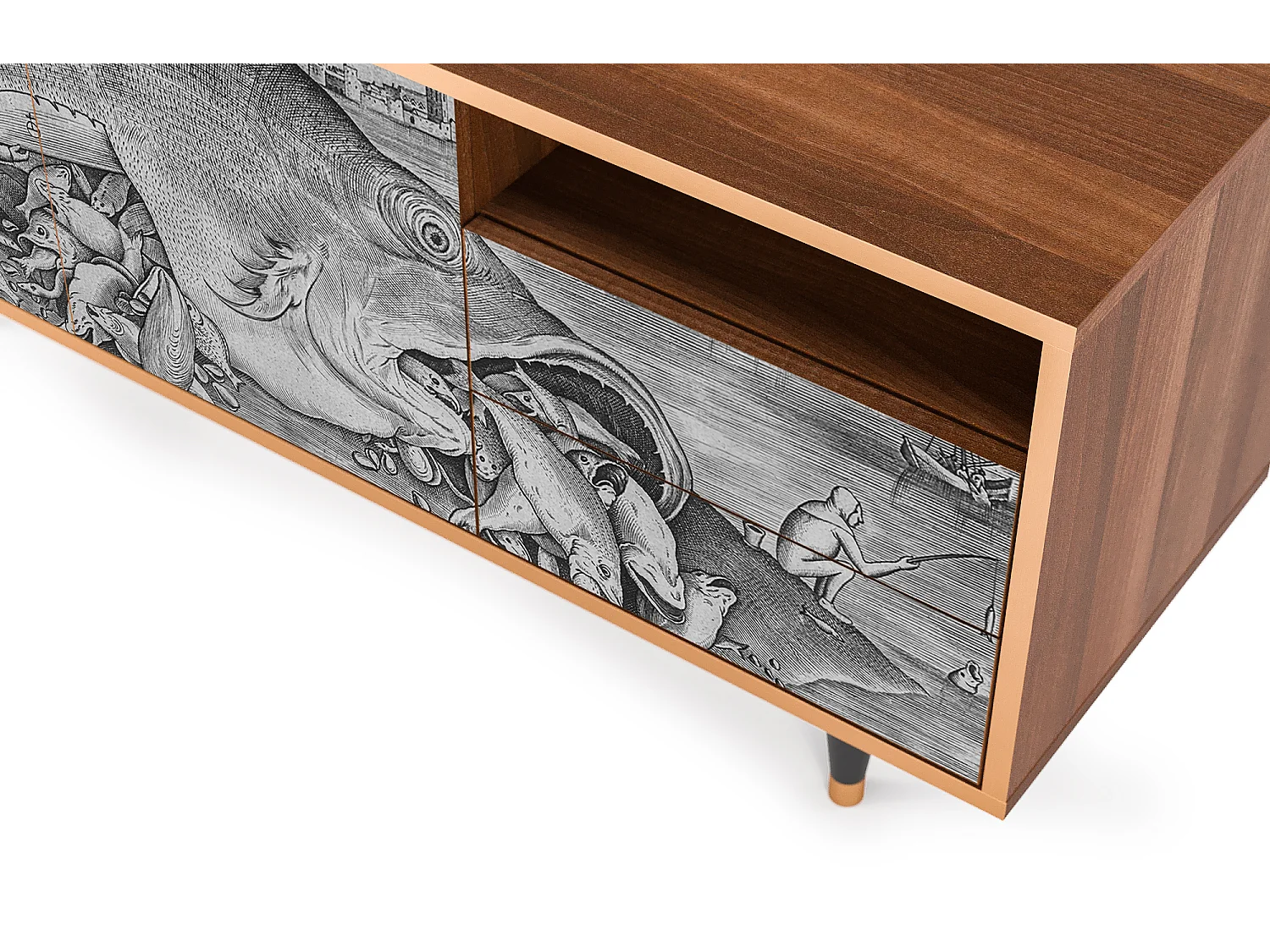 Meuble TV - 125х56х41 cm - T7 - Big Fish Eat Little, Noyer