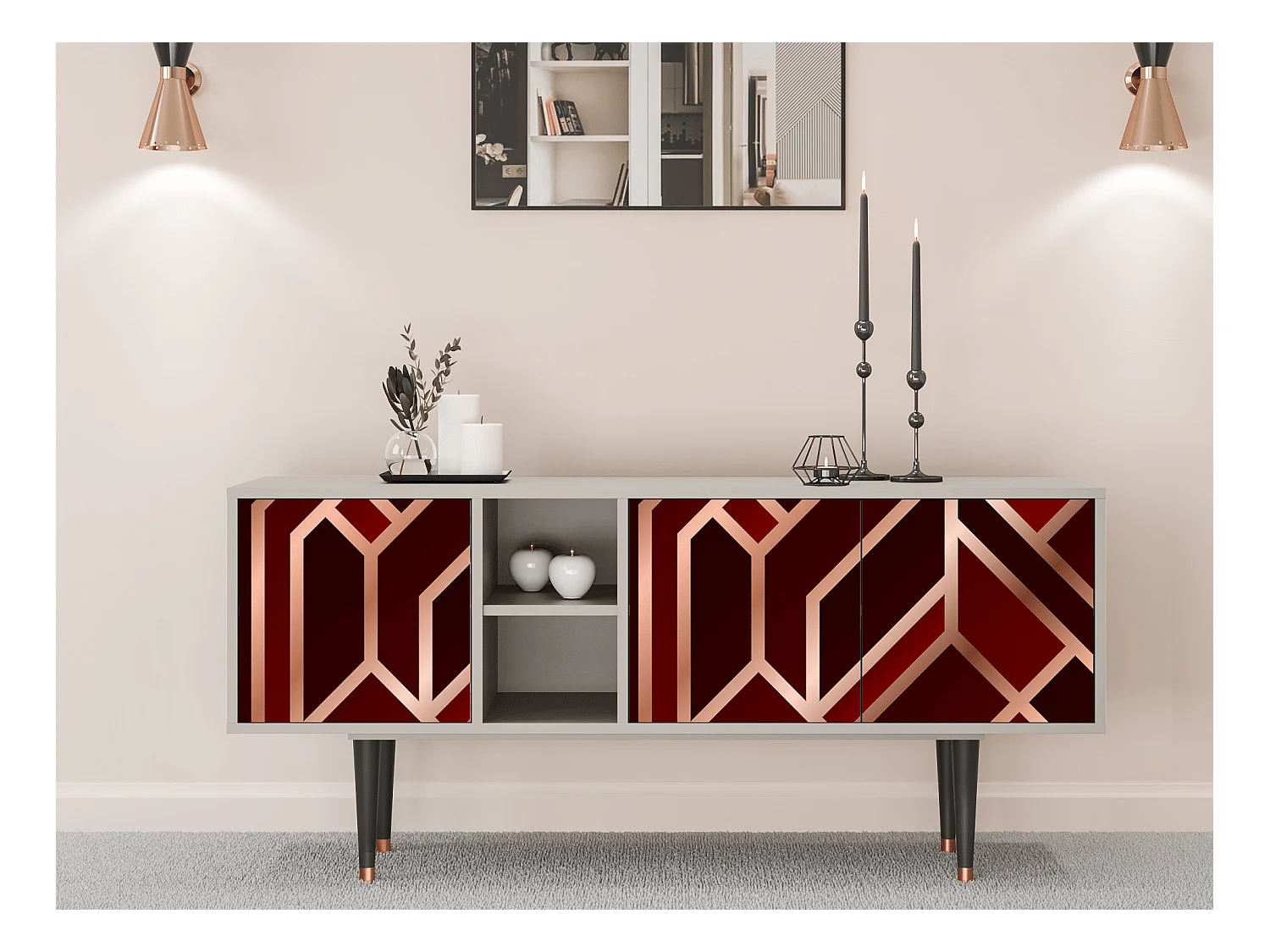 TV-Möbel - 150х69х41 cm - T5 - Velvet 1920's, Sand