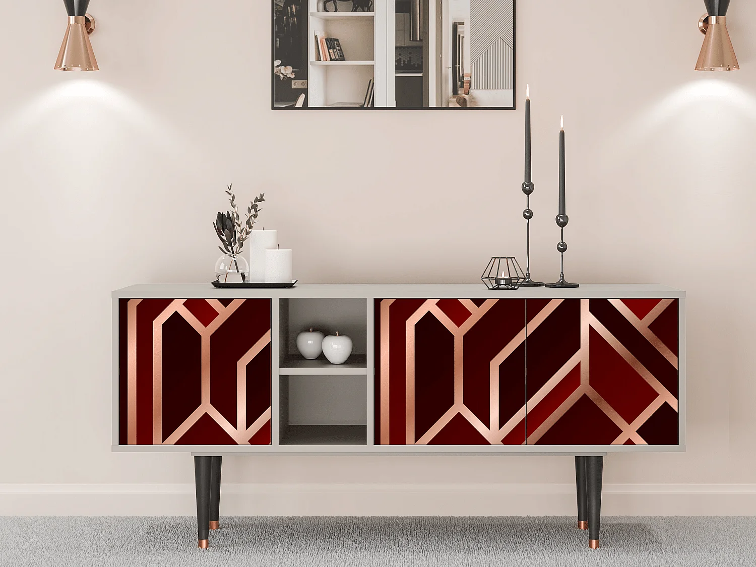 Meuble TV - 150х69х41 cm - T5 - Velvet 1920's, Sable