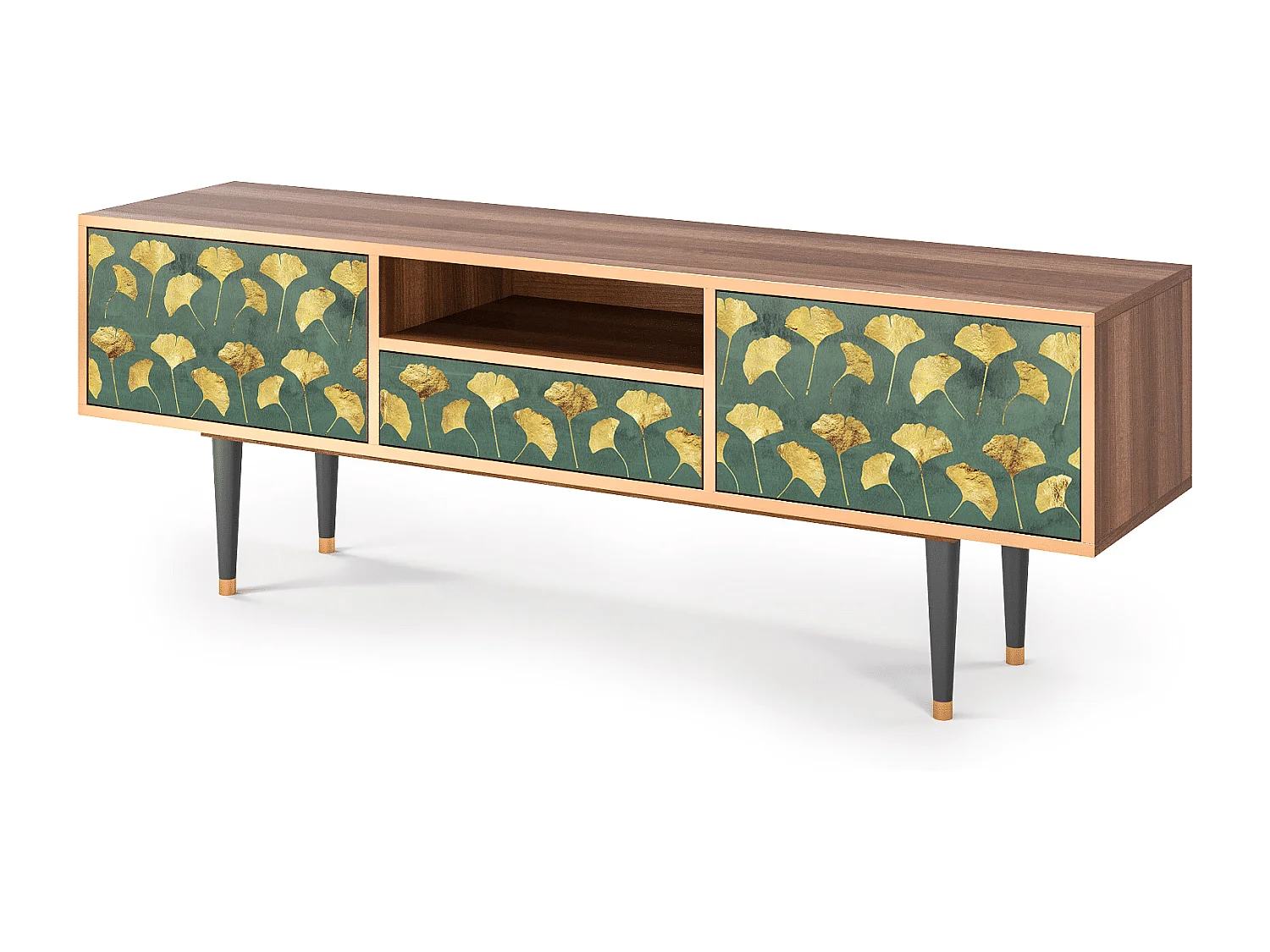 Mobile TV - 170х59х41 cm - T6 - Gingko leaves, Noce