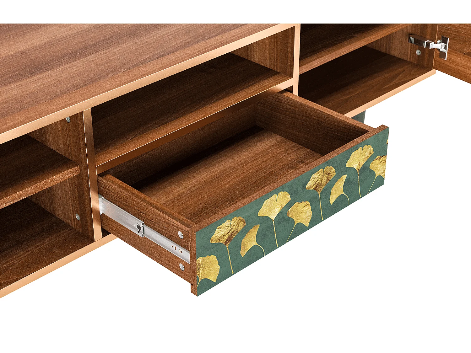 Mobile TV - 170х59х41 cm - T6 - Gingko leaves, Noce