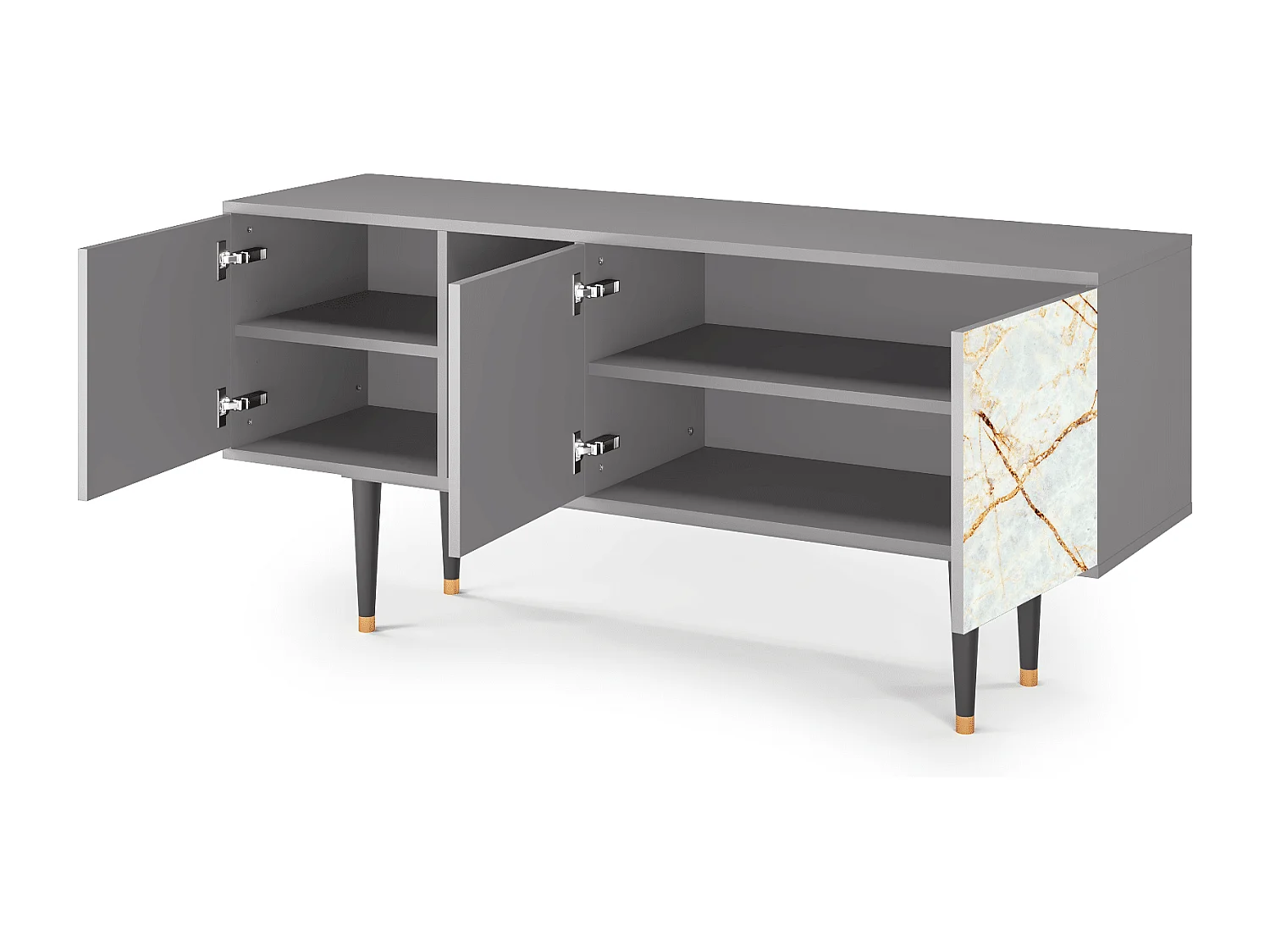 Meuble TV - 150х69х41 cm - T5 - Sabley Marble, Gris