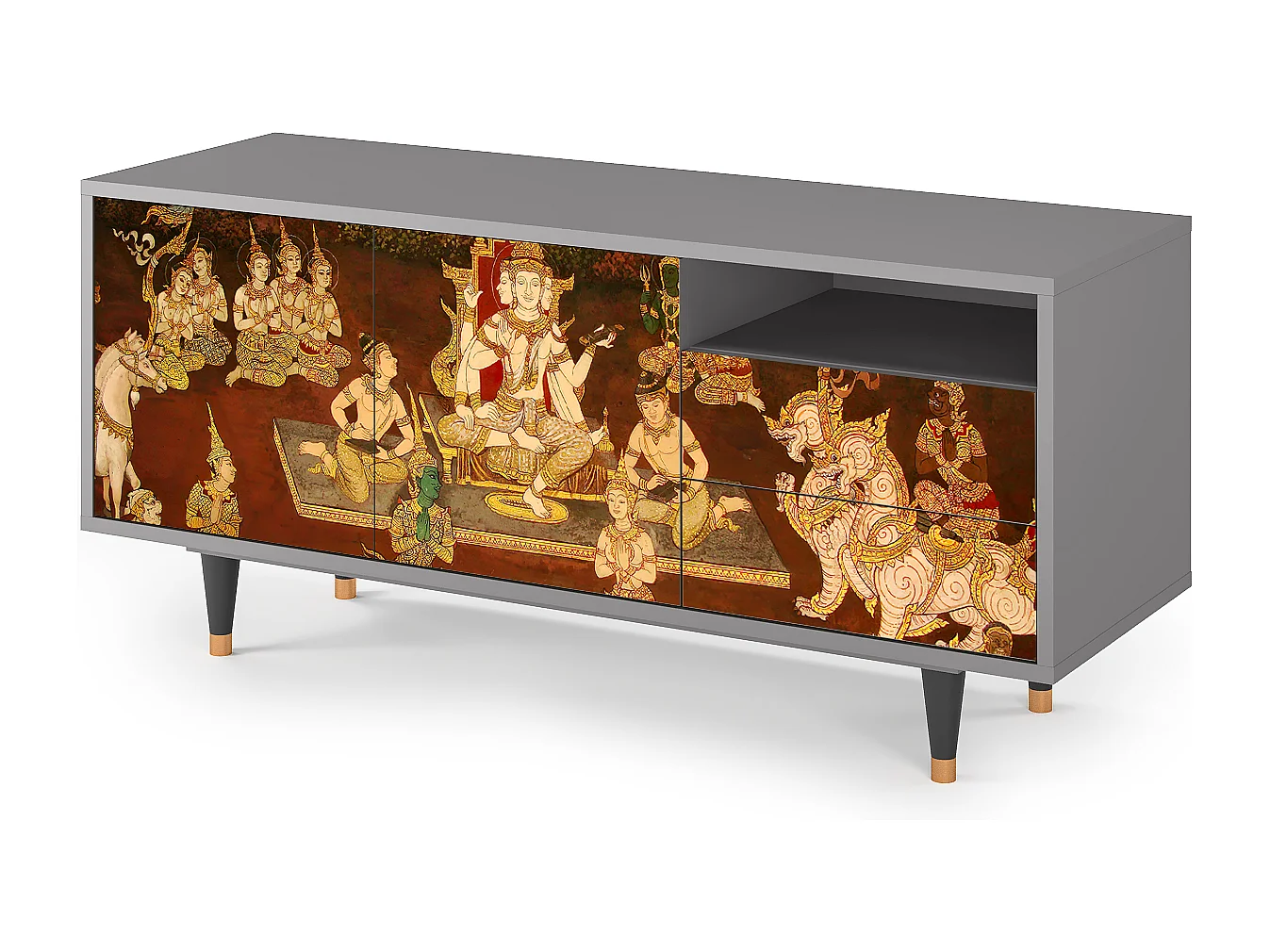 Meuble TV - 125х56х41 cm - T7 - Malyavan, Gris