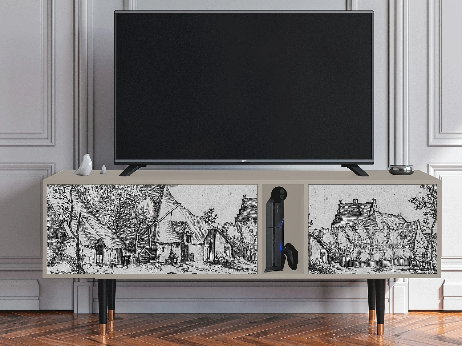 TV-Möbel - 170х69х48 cm - T1 - Farms in a Village, Sand