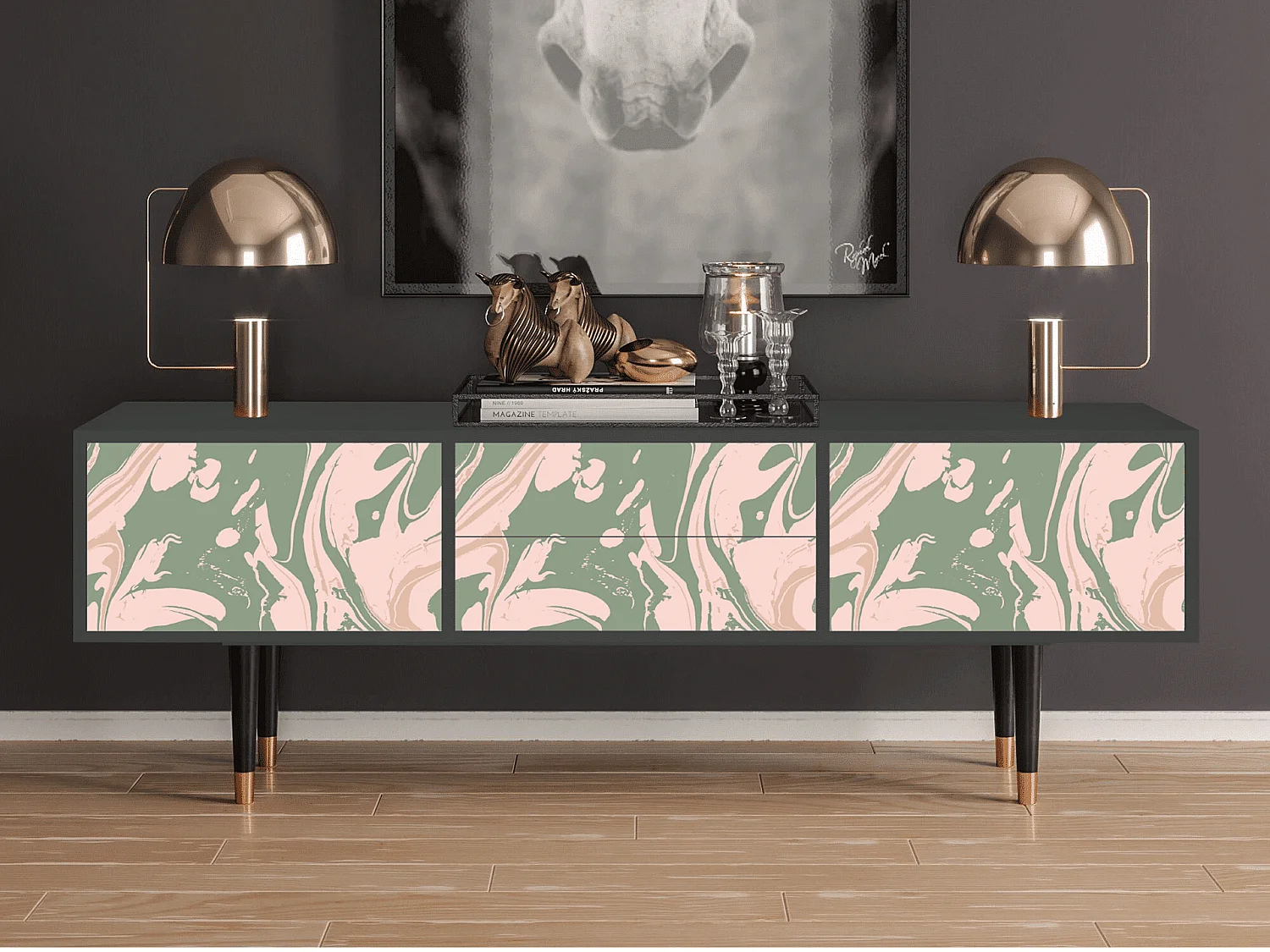 Meuble TV - 170х59х48 cm - T4 - Aquarelle, Anthracite