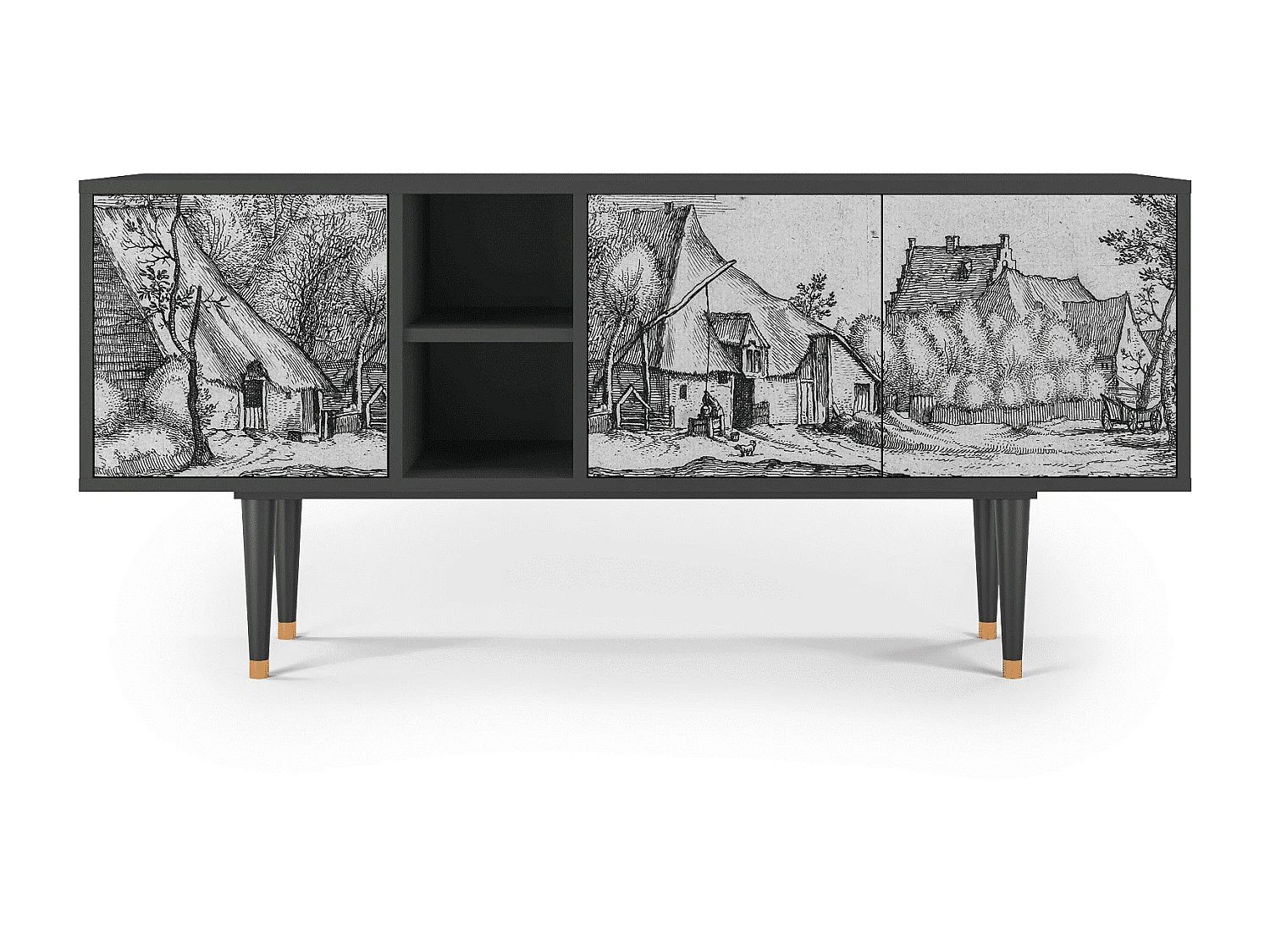 TV-meubel - 150х69х41 cm - T5 - Farms in a Village, Antraciet