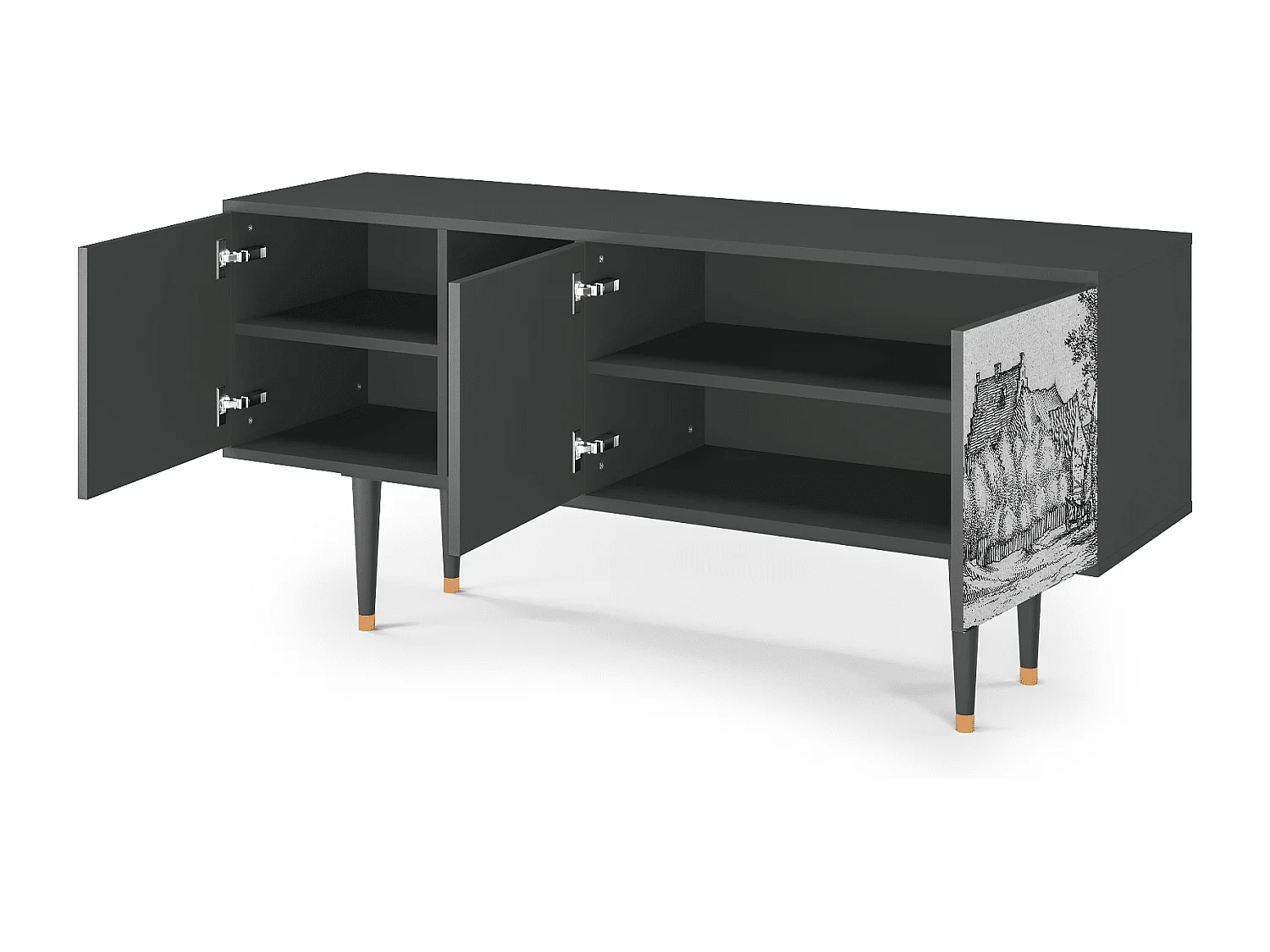 Szafka RTV - 150х69х41 cm - T5 - Farms in a Village, Antracyt