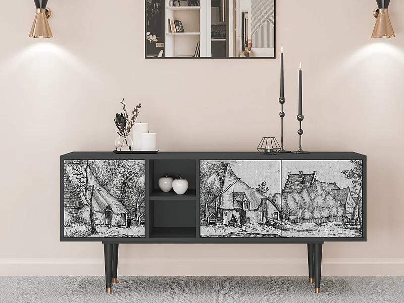 Szafka RTV - 150х69х41 cm - T5 - Farms in a Village, Antracyt