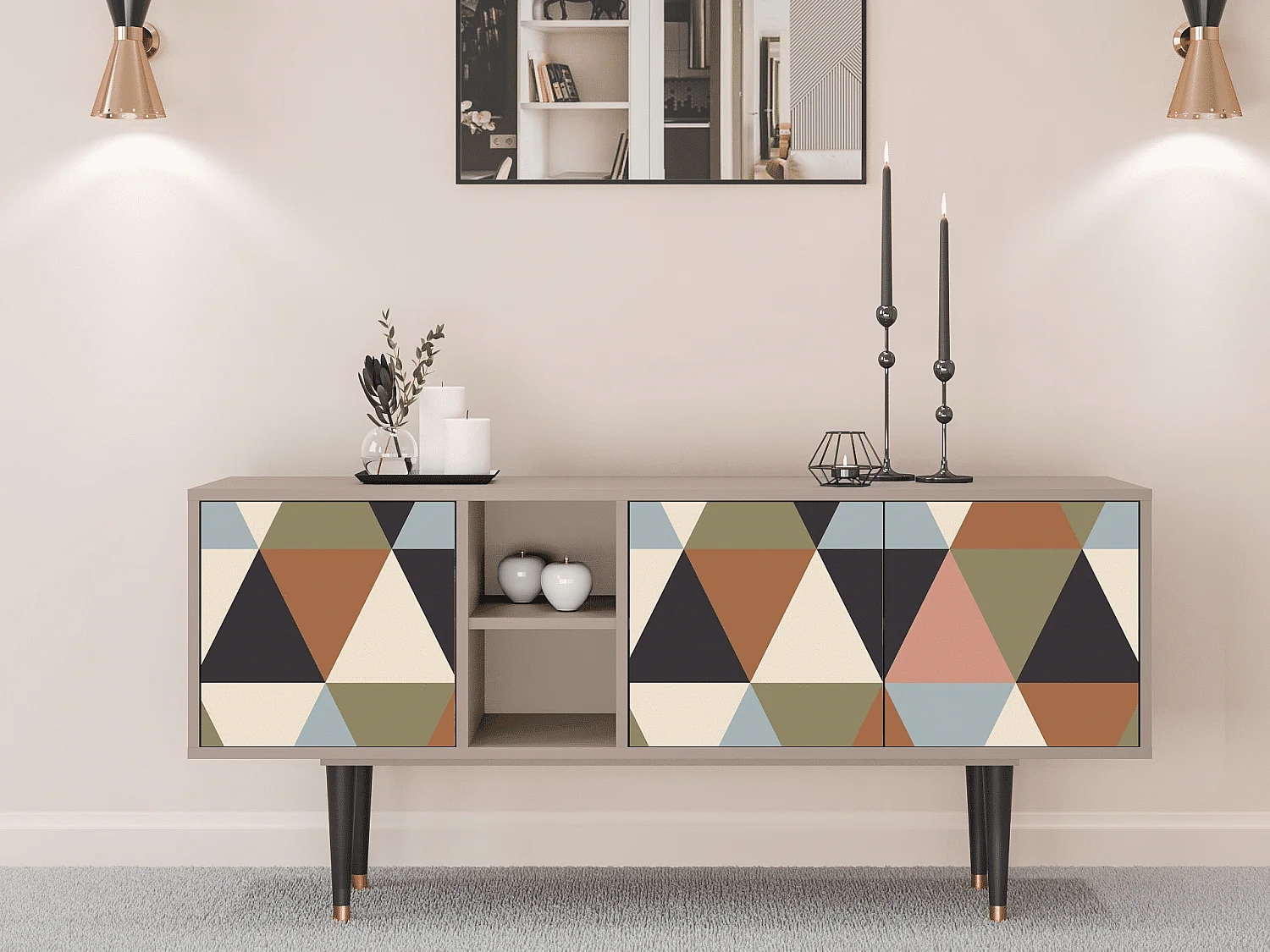 TV-meubel - 150х69х41 cm - T5 - Royal Triangles, Latte