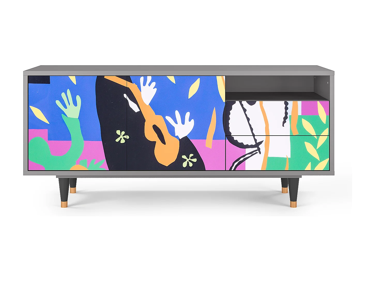 Meuble TV - 125х56х41 cm - T7 - La Tristesse du Roi, Gris