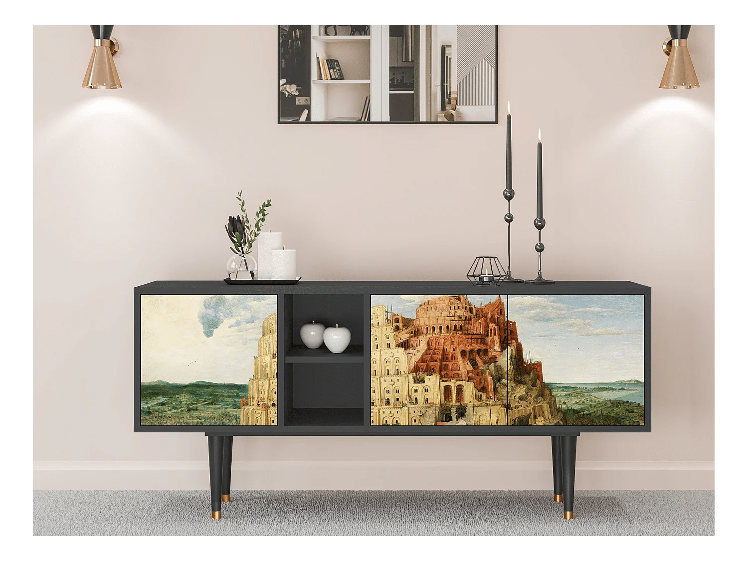 Meuble TV - 150х69х41 cm - T5 - Elder The Tower, Anthracite