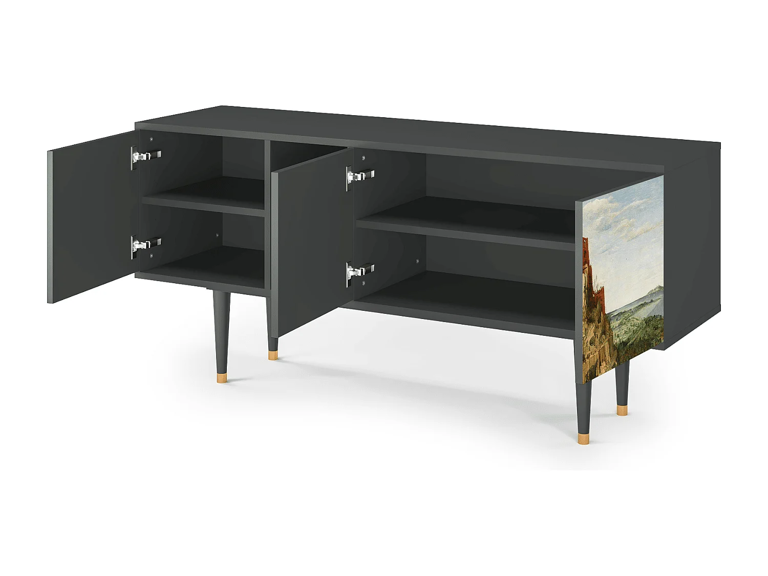 Mueble de TV - 150х69х41 cm - T5 - Elder The Tower, Antracita