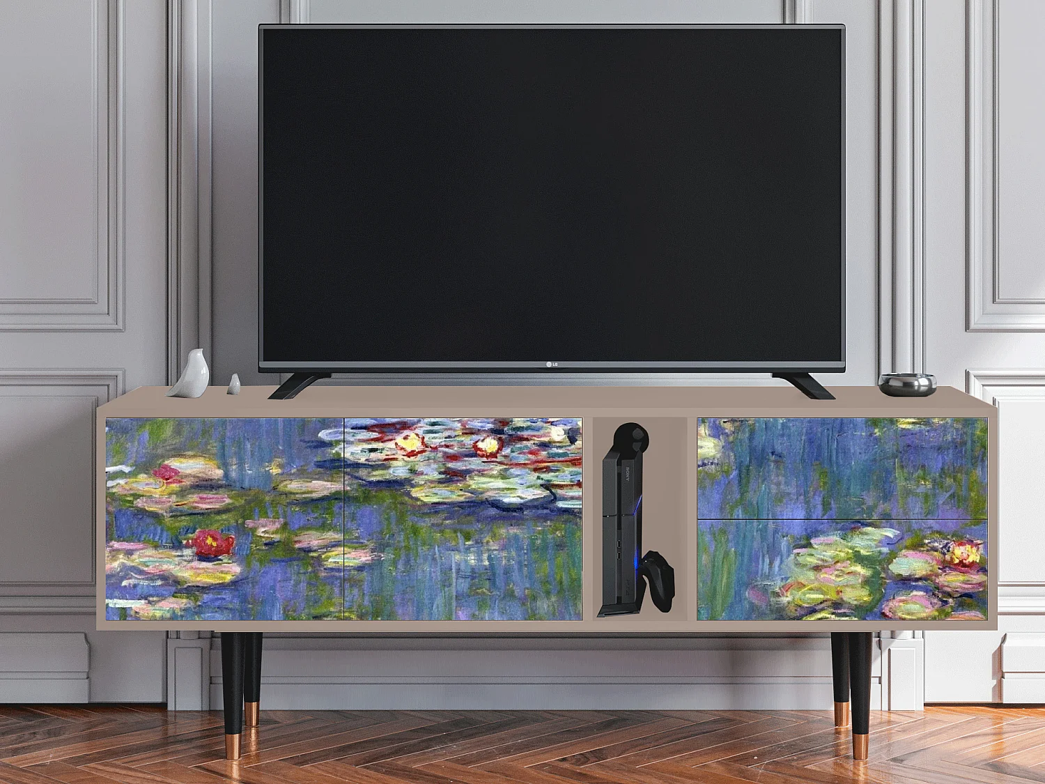 Meuble TV - 170х69х48 cm - T1 - The water lily pond  , Latte