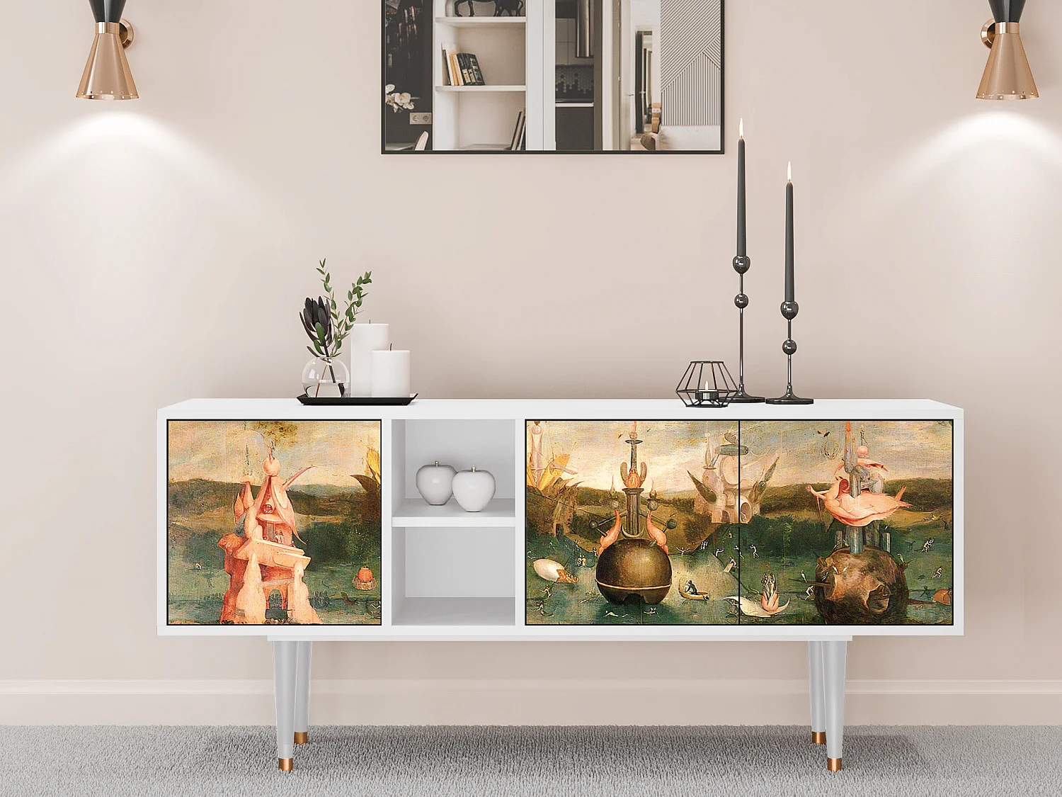 Mobile TV - 150х69х41 cm - T5 - Garden of Delights , Bianco