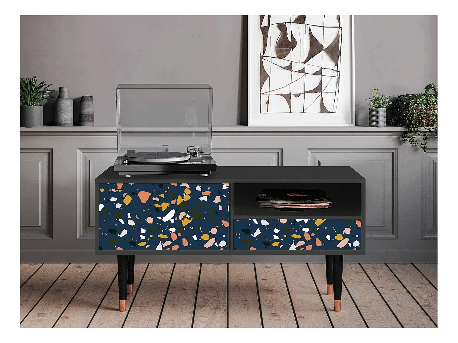 Szafka RTV - 115х59х48 cm - T3 - Night Sky Langhterns, Antracyt