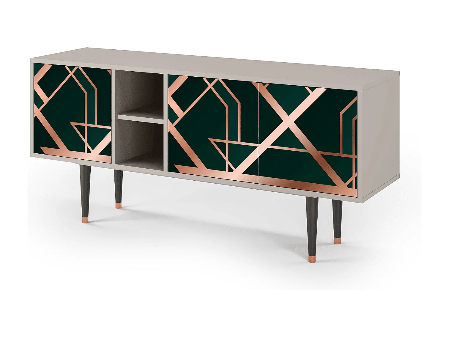 Szafka RTV - 150х69х41 cm - T5 - Emerald Gatsby, Piaskowy