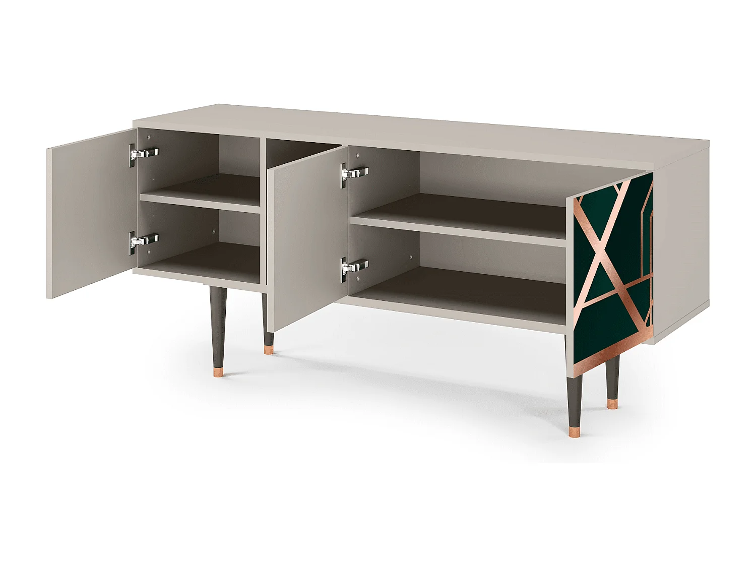 Szafka RTV - 150х69х41 cm - T5 - Emerald Gatsby, Piaskowy