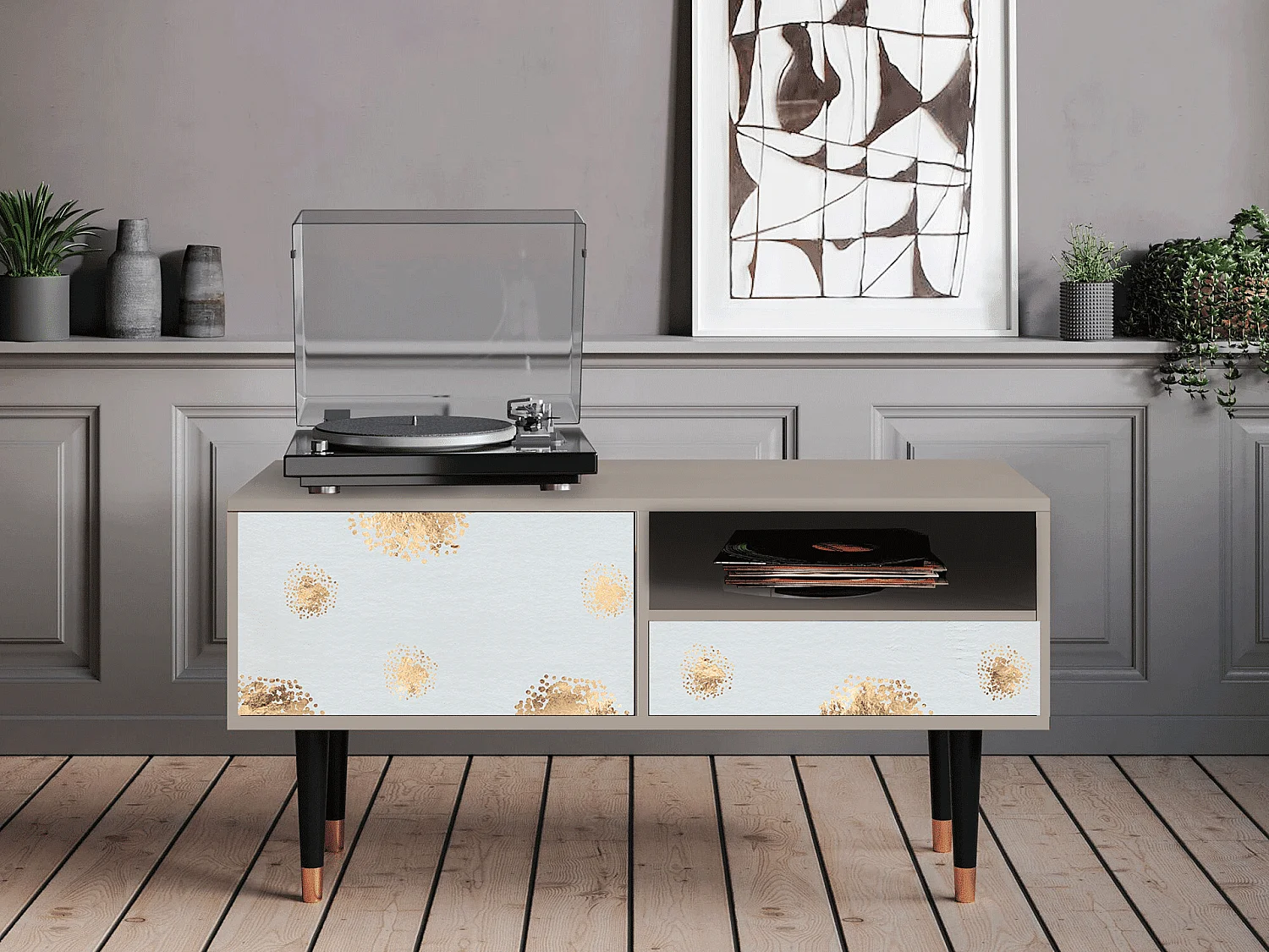 Meuble TV - 115х59х48 cm - T3 - Sky Latte, Sable