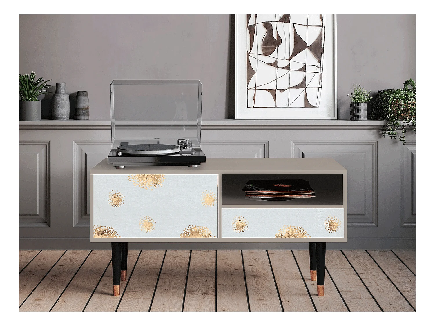 Meuble TV - 115х59х48 cm - T3 - Sky Latte, Sable