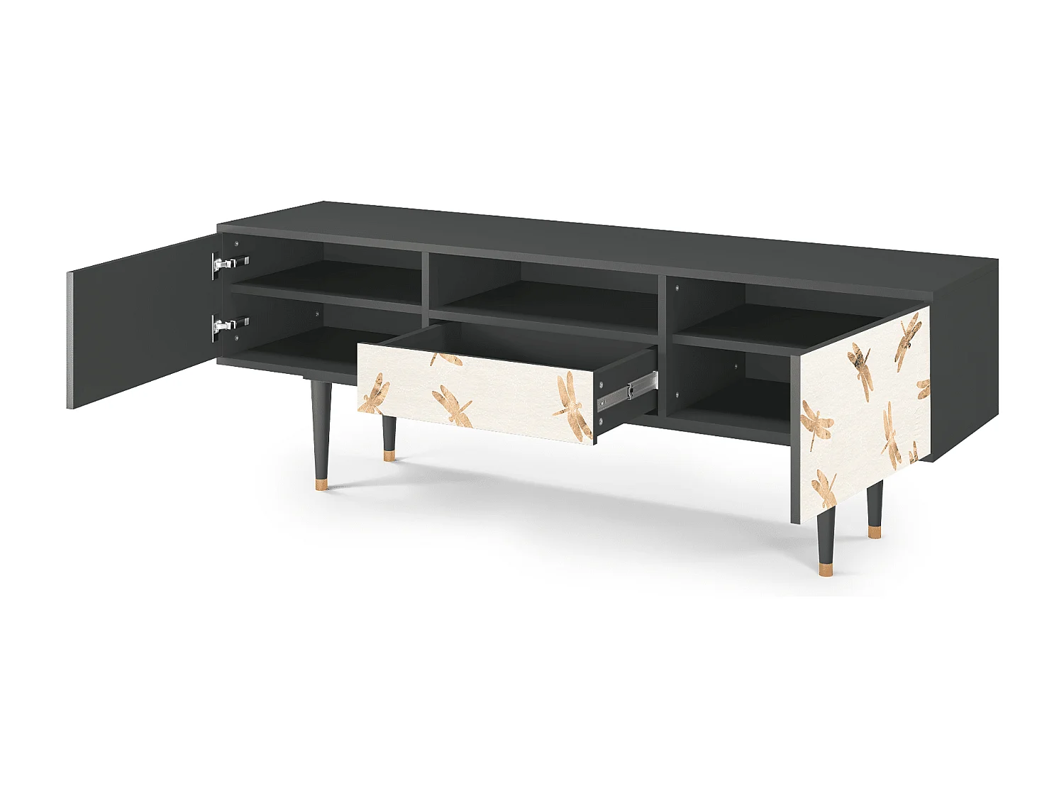 Meuble TV - 170х59х41 cm - T6 - Nude Dragonflies, Anthracite