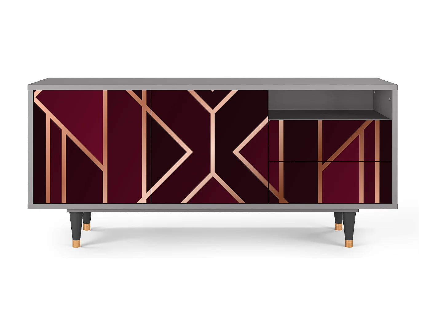 Mueble de TV - 125х56х41 cm - T7 - Burgundy Jewelery, Gris