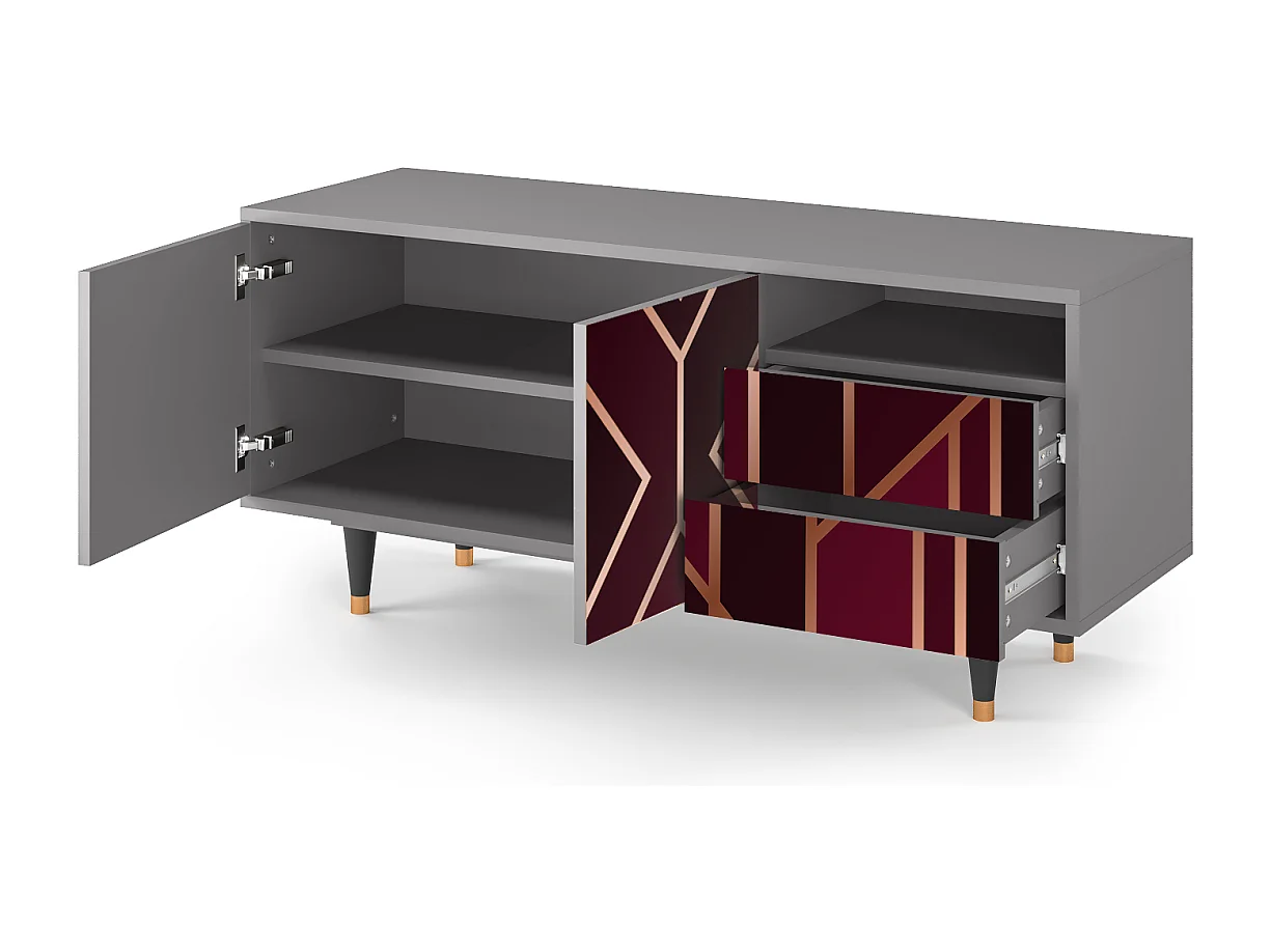 Mueble de TV - 125х56х41 cm - T7 - Burgundy Jewelery, Gris