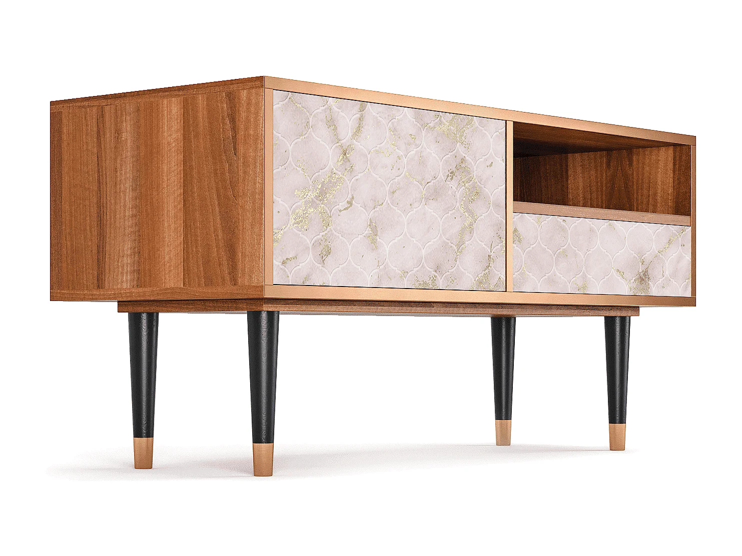 Mueble de TV - 115х59х48 cm - T3 - Dirty Roses, Nogueira