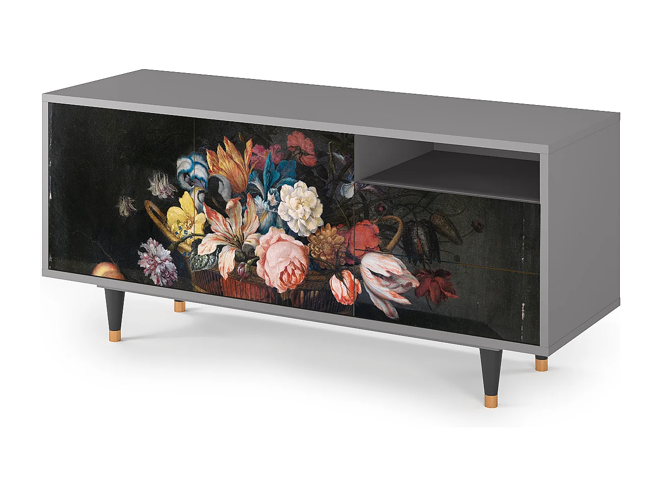 TV-Möbel - 125х56х41 cm - T7 - Still Life with Flowers, Grau