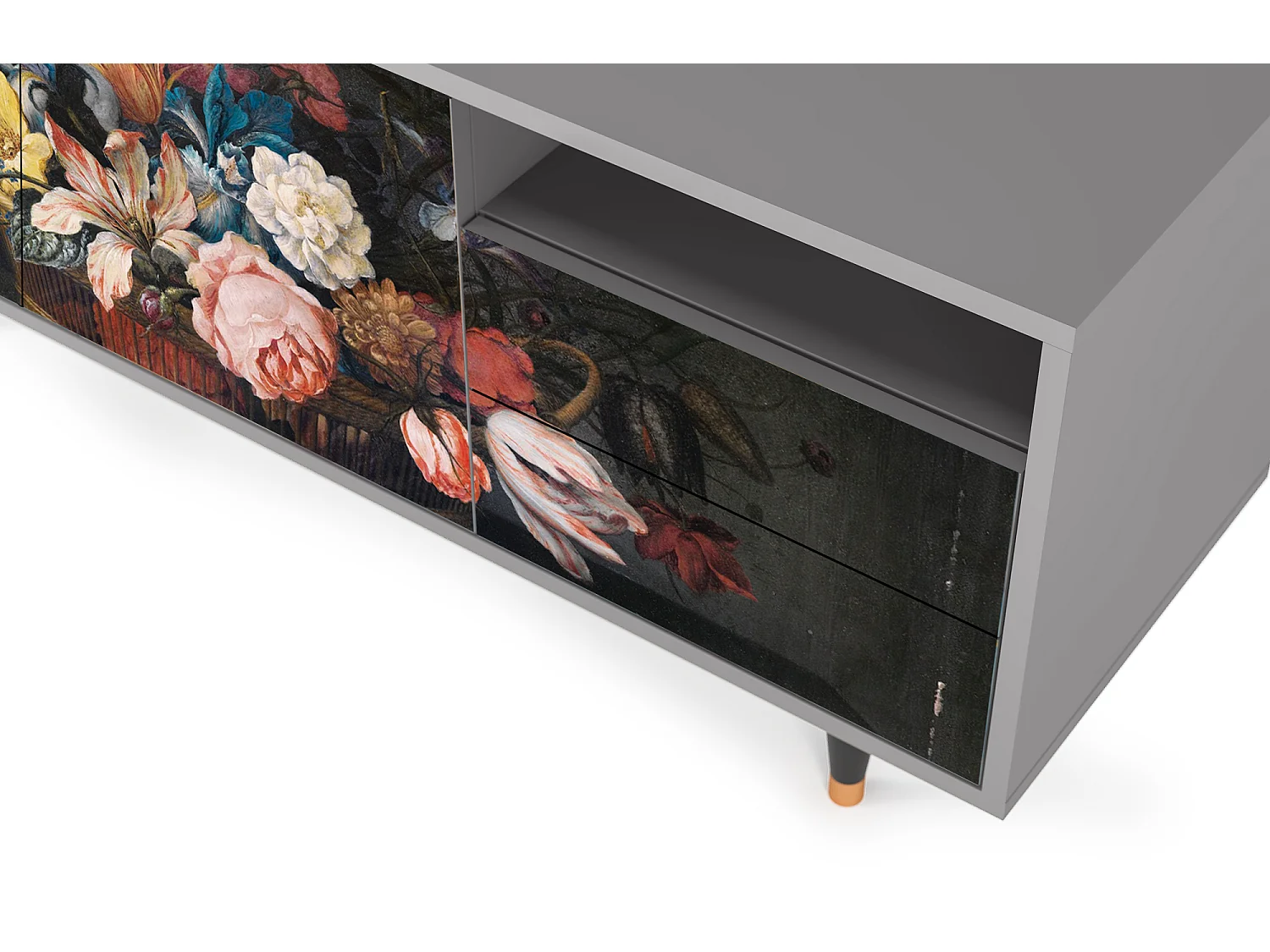 Meuble TV - 125х56х41 cm - T7 - Still Life with Flowers, Gris