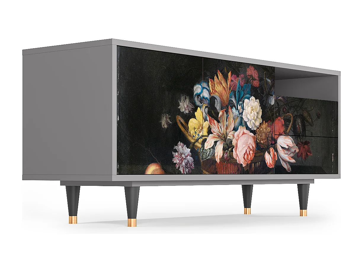 Mobile TV - 125х56х41 cm - T7 - Still Life with Flowers, Grigio