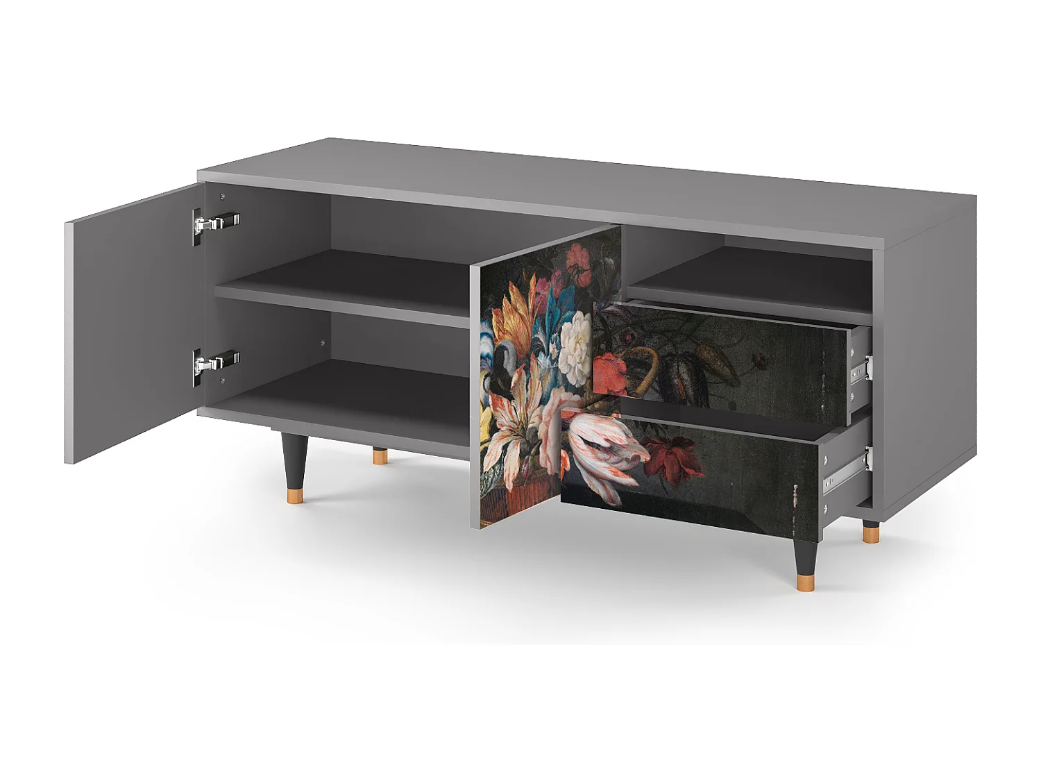 Mobile TV - 125х56х41 cm - T7 - Still Life with Flowers, Grigio