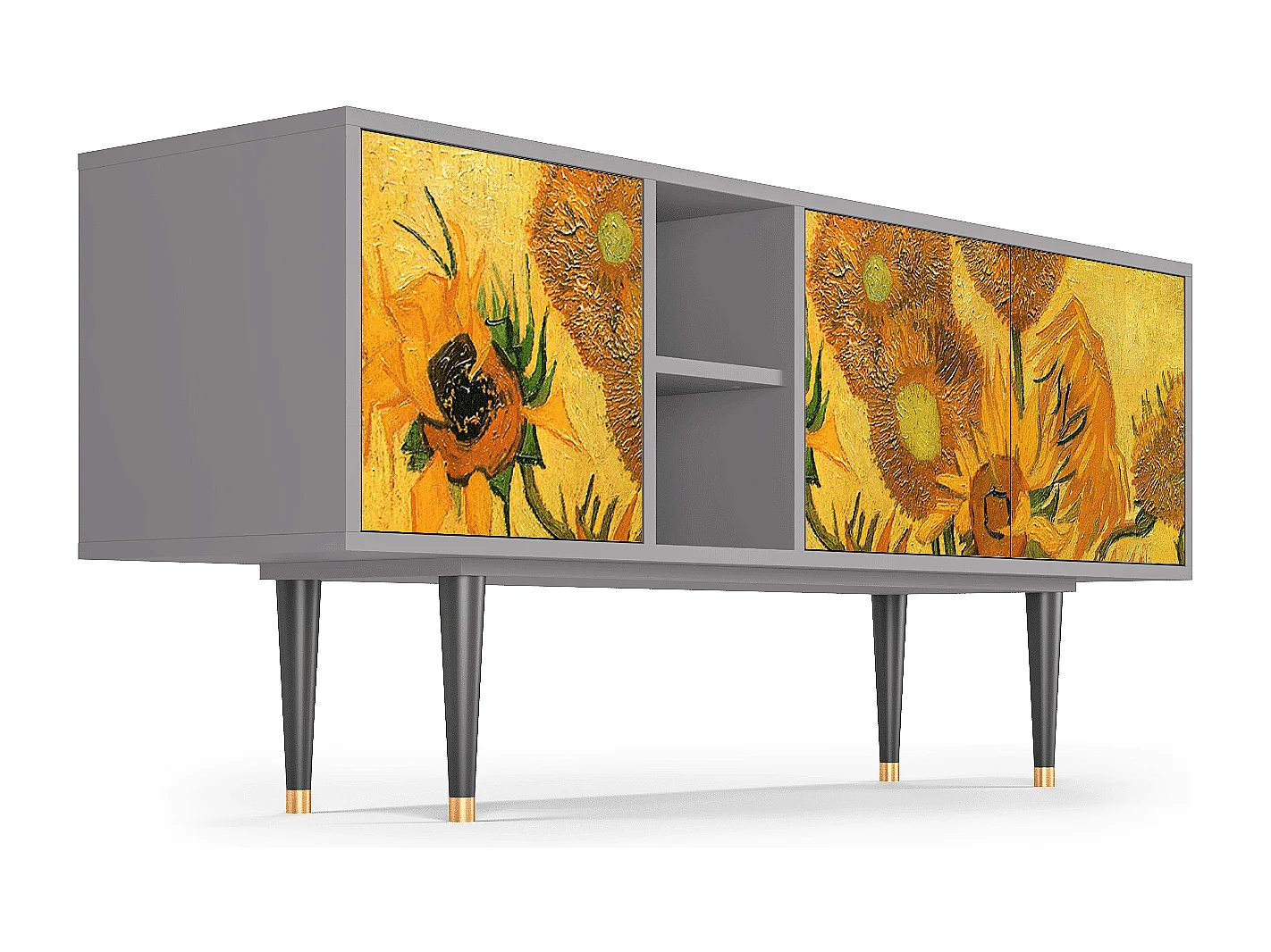 TV-meubel - 150х69х41 cm - T5 - Sunflowers, Grijs