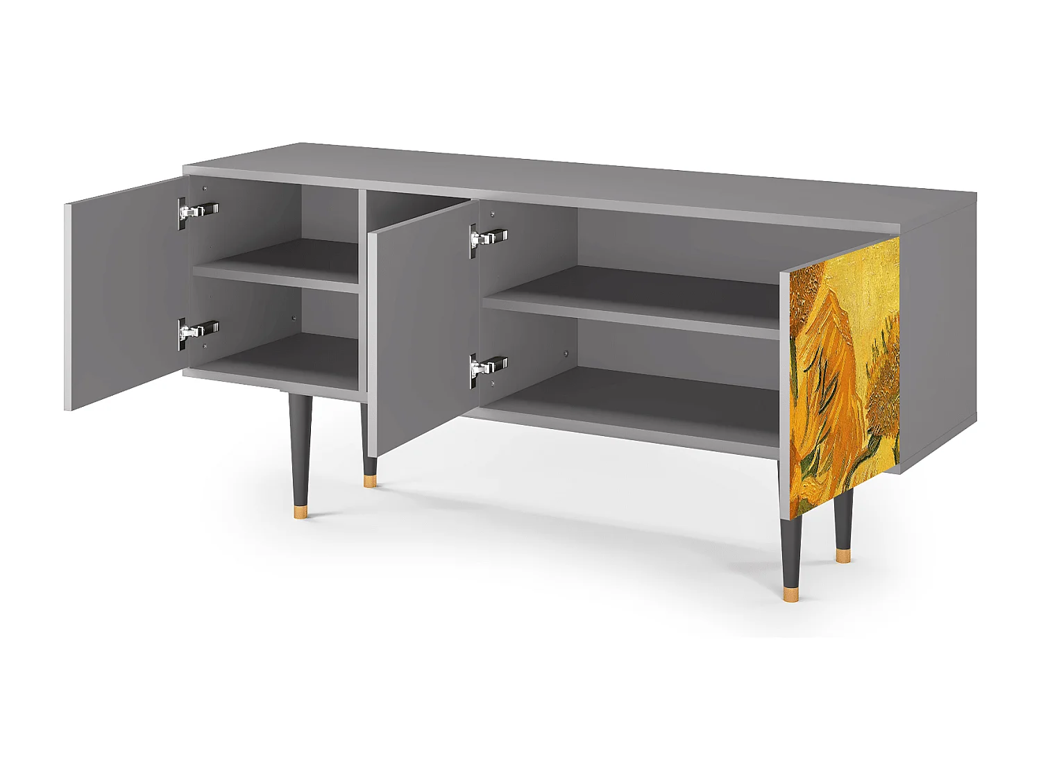 Meuble TV - 150х69х41 cm - T5 - Sunflowers, Gris