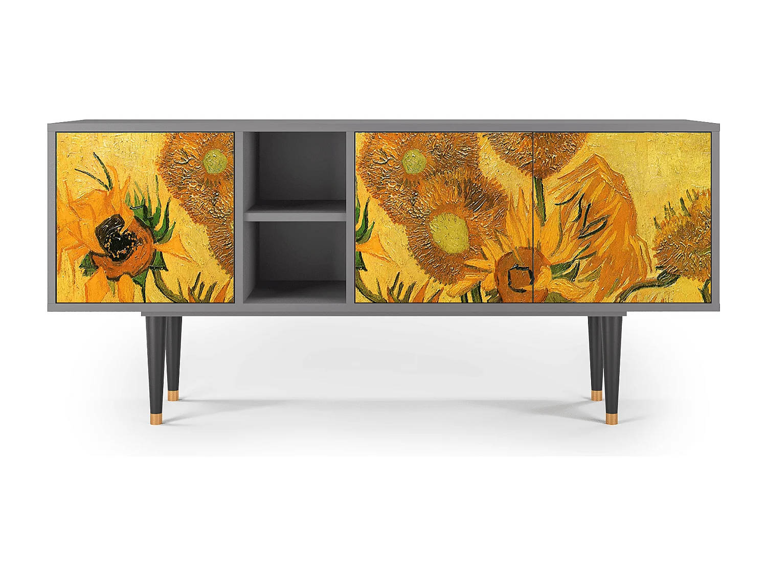 Meuble TV - 150х69х41 cm - T5 - Sunflowers, Gris