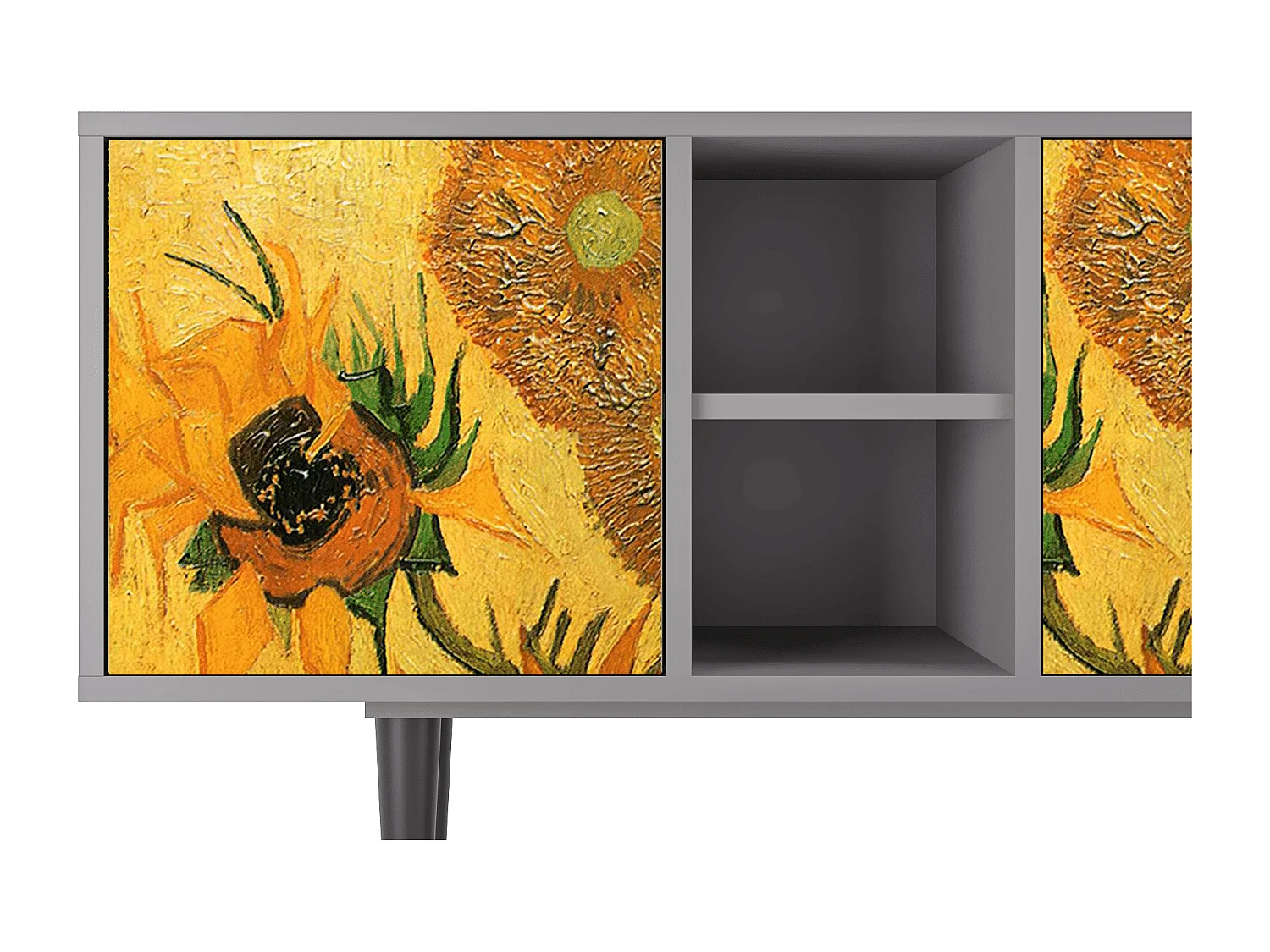 Meuble TV - 150х69х41 cm - T5 - Sunflowers, Gris