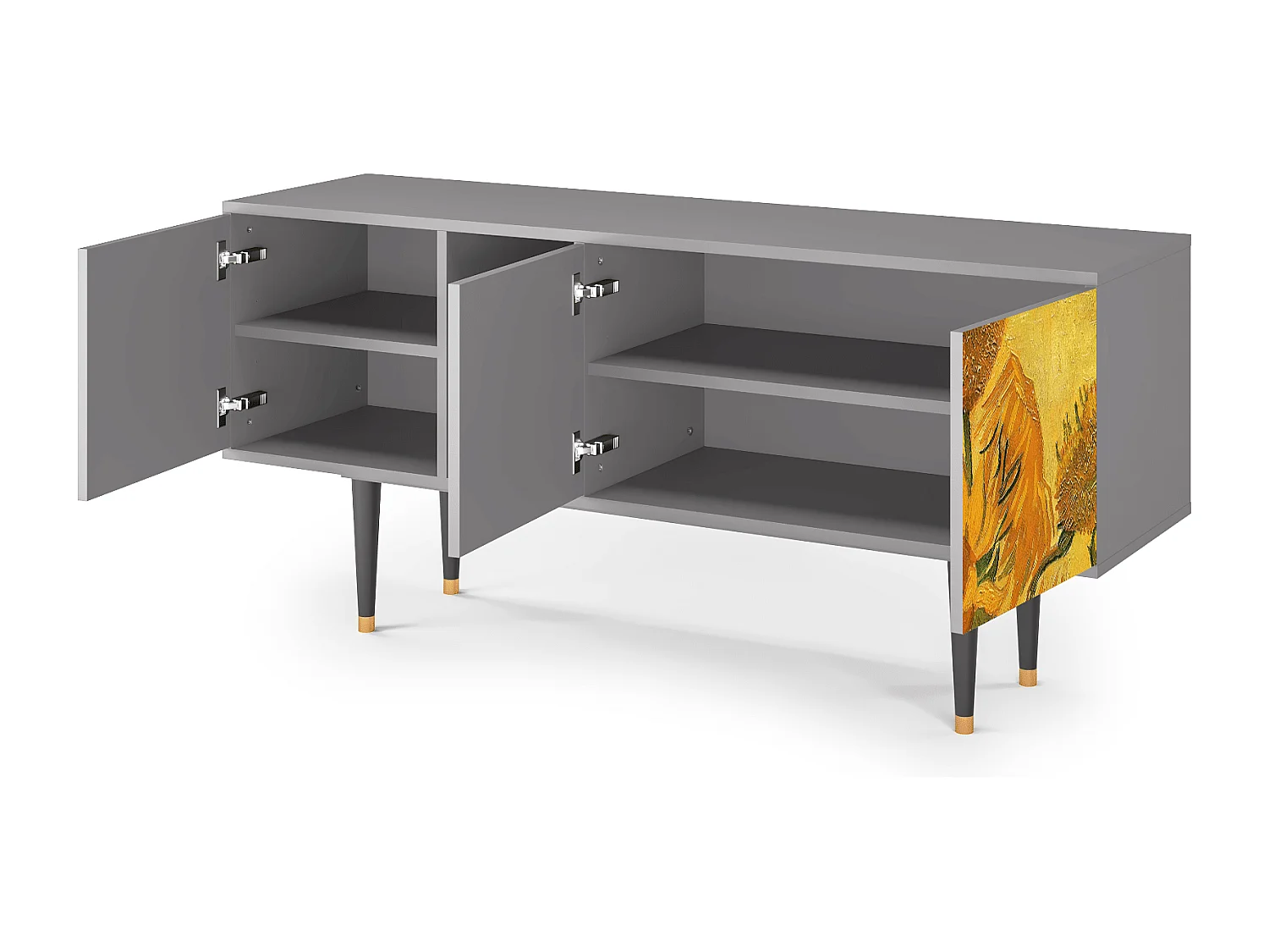 Meuble TV - 150х69х41 cm - T5 - Sunflowers, Gris