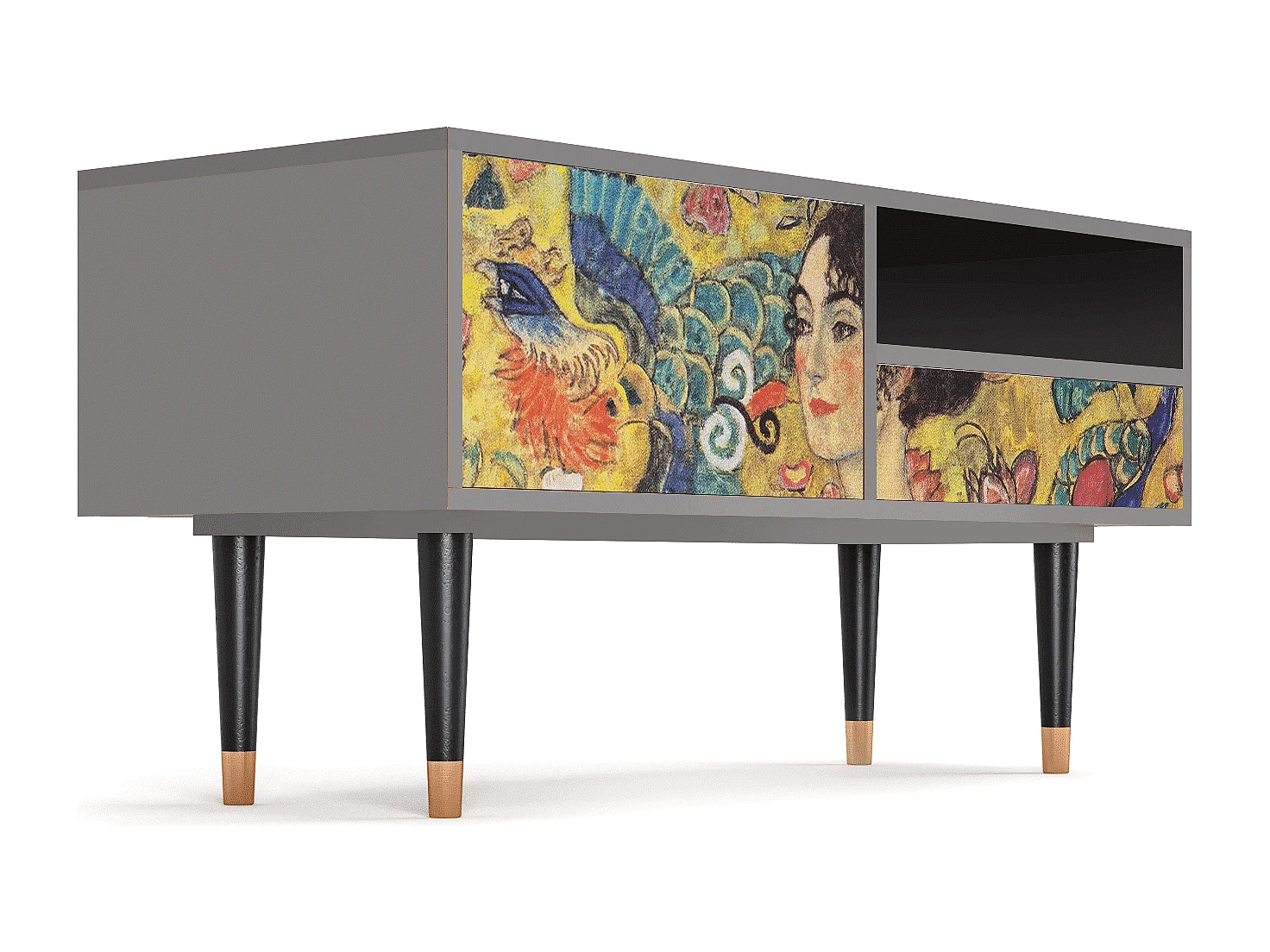 Mobile TV - 115х59х48 cm - T3 - Lady with Fan by Klimt, Grigio