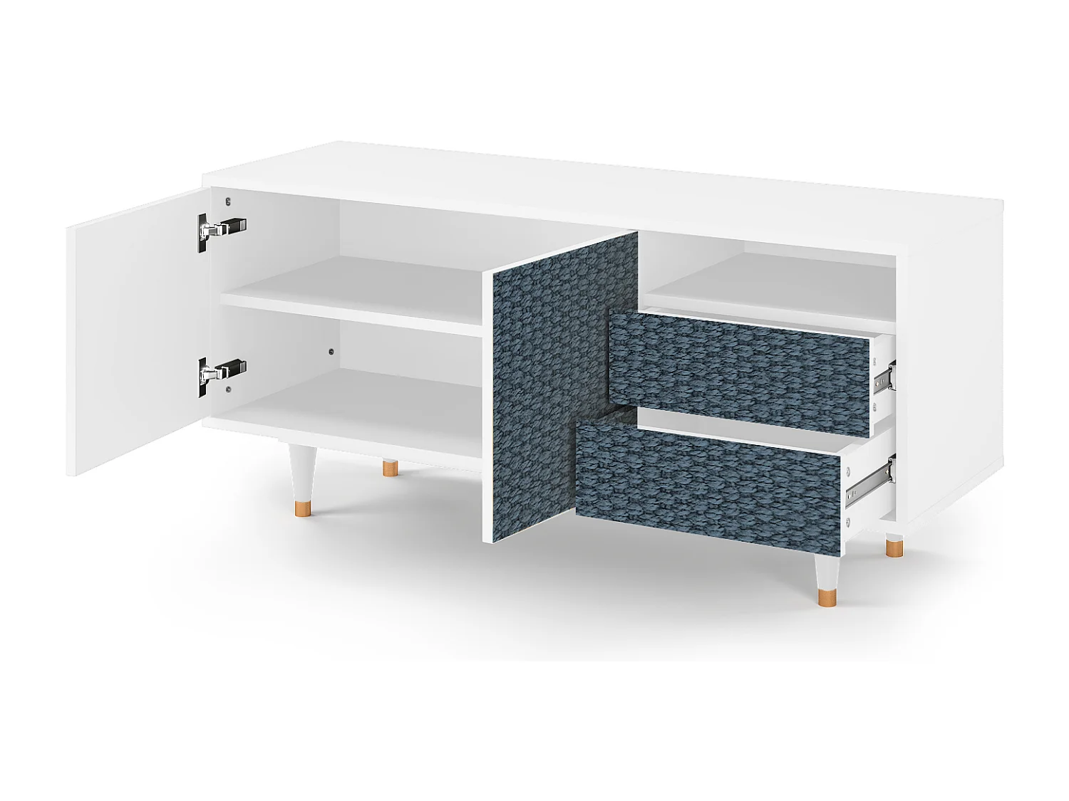 Mueble de TV - 125х56х41 cm - T7 - Knitted Pattern, Branco