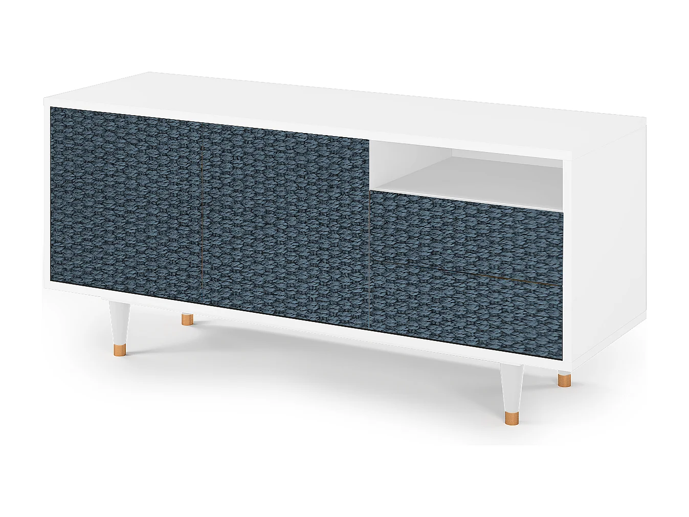 Szafka RTV - 125х56х41 cm - T7 - Knitted Pattern, Biały