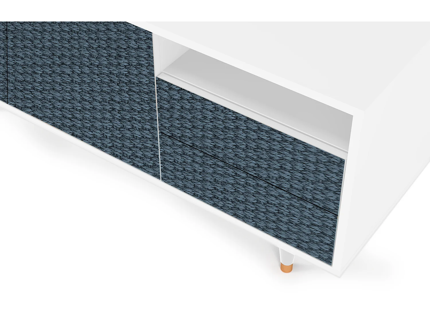 Szafka RTV - 125х56х41 cm - T7 - Knitted Pattern, Biały