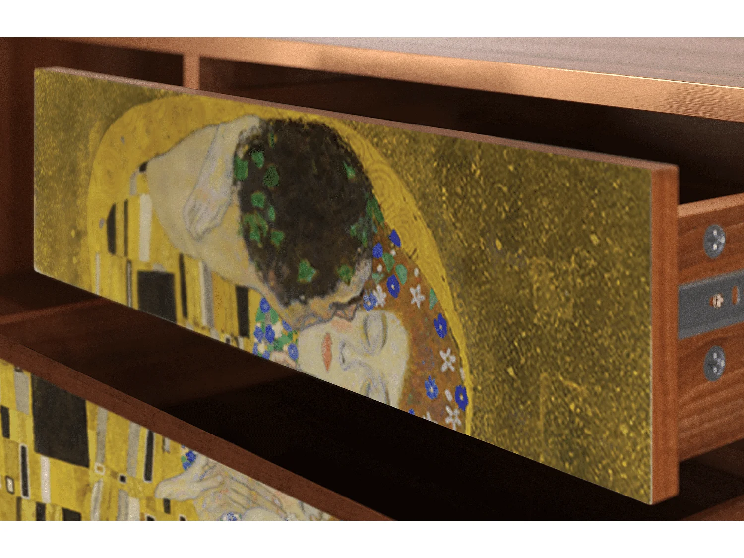 Mueble de TV - 170х59х48 cm - T4 - The Kiss by Klimt , Nogal