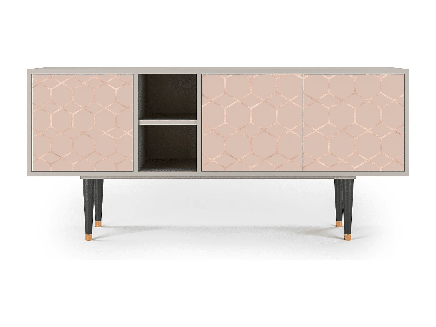 Mueble de TV - 150х69х41 cm - T5 - Rose Honeycomb, Areia