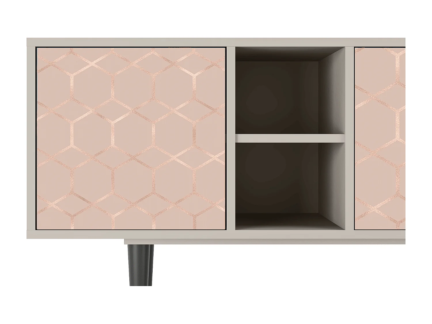Mueble de TV - 150х69х41 cm - T5 - Rose Honeycomb, Areia