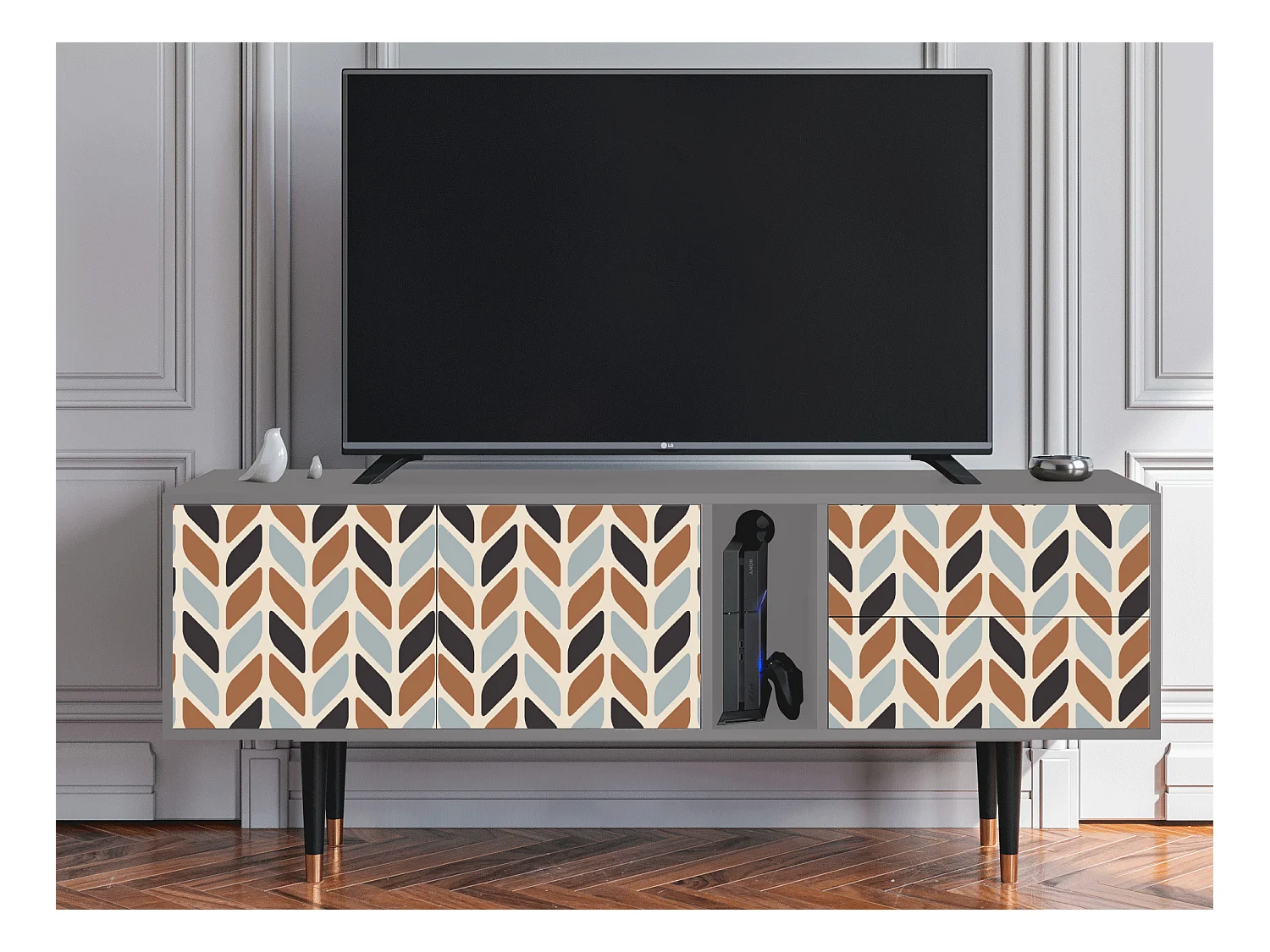 TV-meubel - 170х69х48 cm - T1 - Beige Laure, Grijs