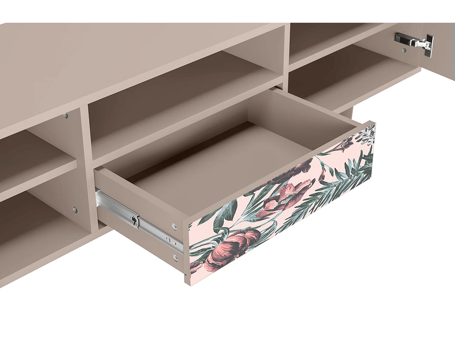 Meuble TV - 170х59х41 cm - T6 - Peach Peonies, Latte