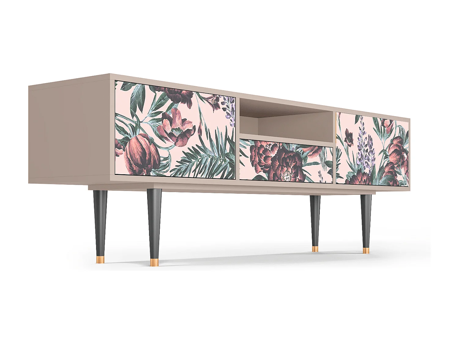 Mueble de TV - 170х59х41 cm - T6 - Peach Peonies, Latte